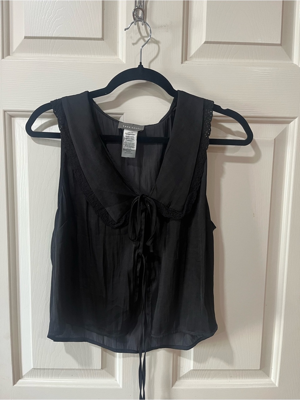 Sans Souci Black Sheer Tie Front-Top